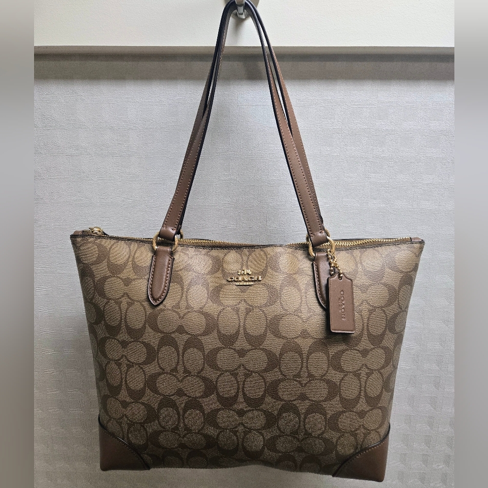 Coach Tan and Brown Signature Tote